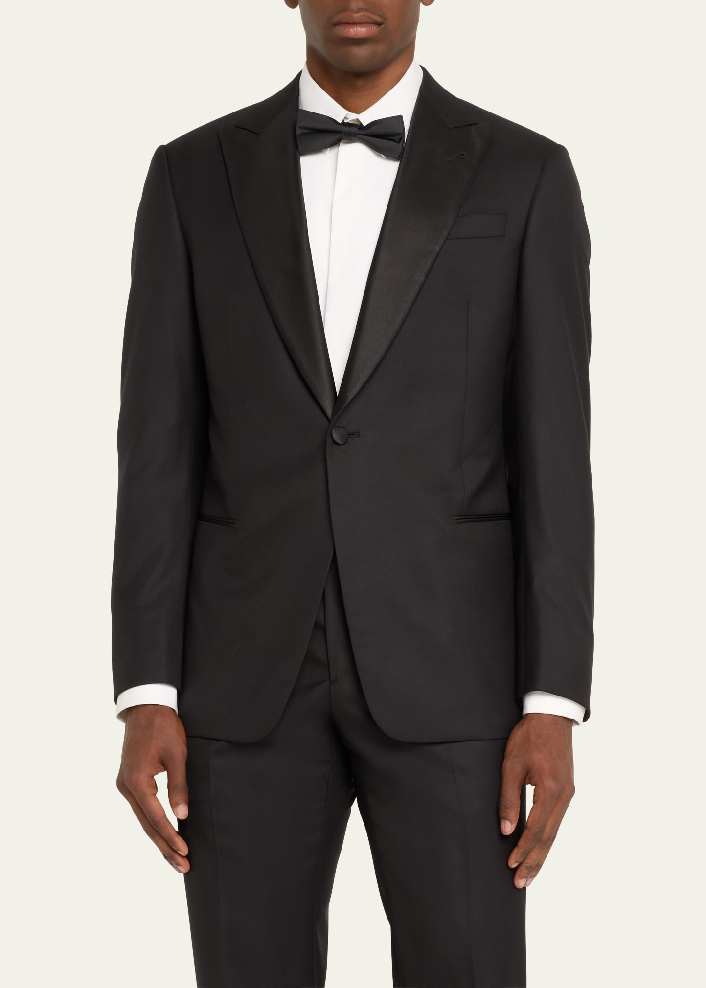 Men's Wool Satin-Lapel Two-Piece Tuxedo Set - 4