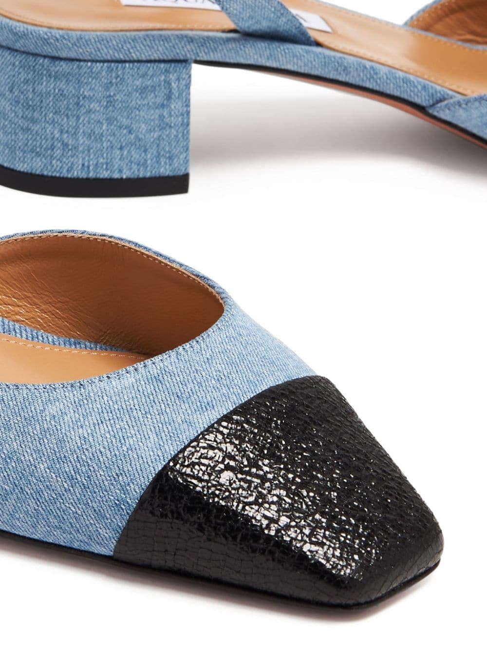 square-toe denim pumps - 5