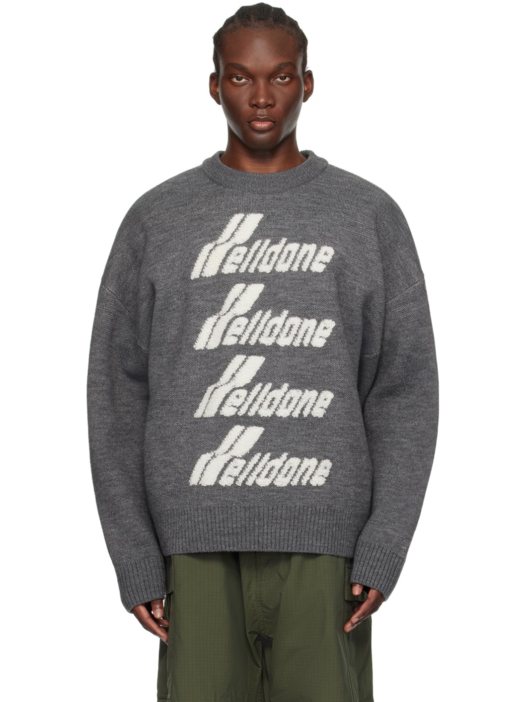 Gray Jacquard Sweater - 1