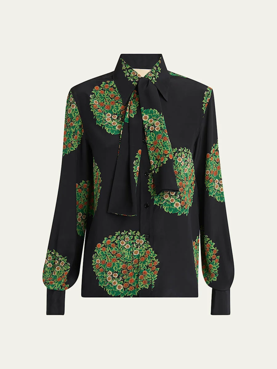 Floral-Print Silk Crepe De Chine Shirt - 1