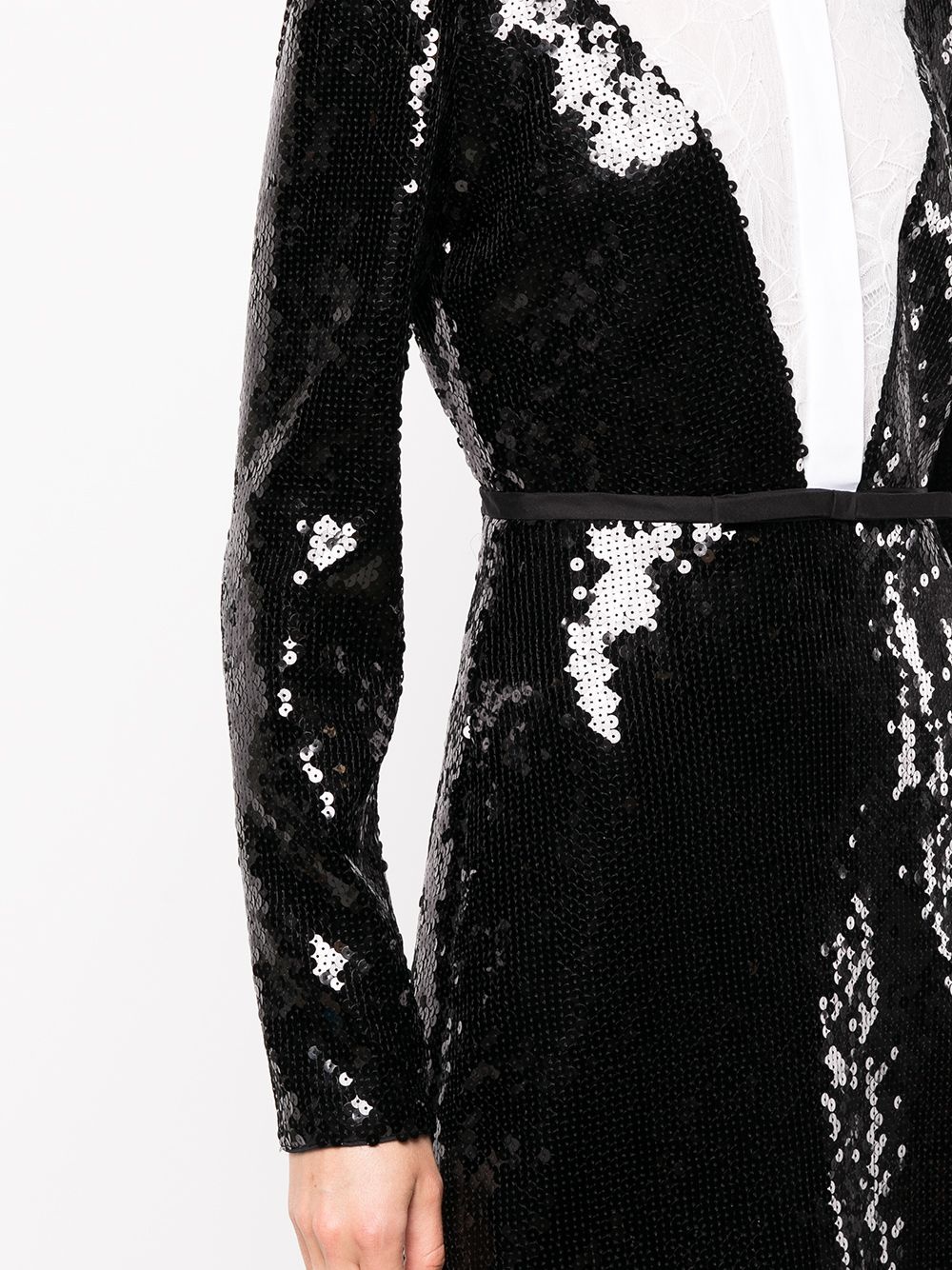floral lace shirt sequinned dress - 5