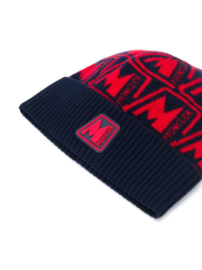 Moncler jacquard logo pattern beanie outlook