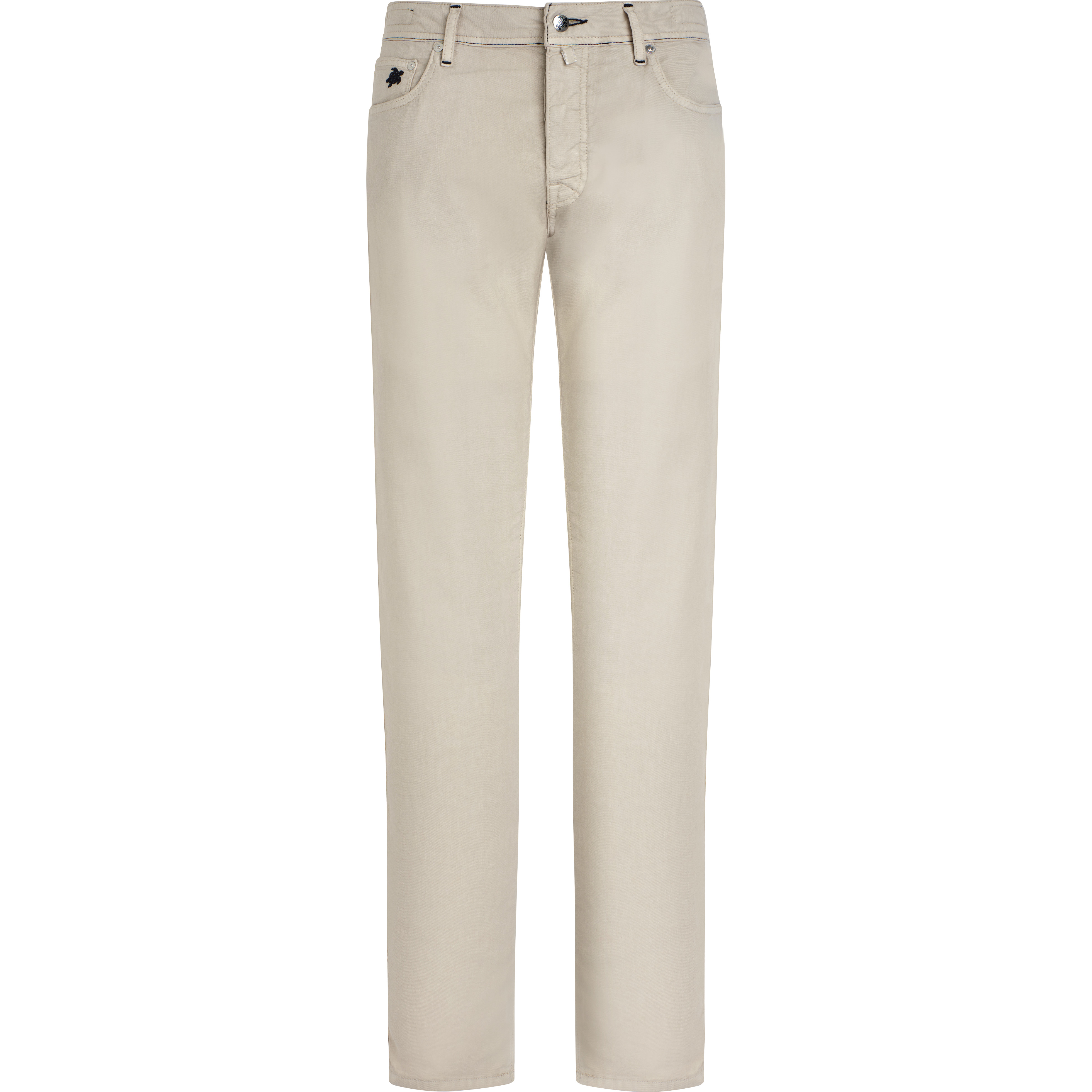 Men 5-Pockets Linen Cotton Gabardine Pants Solid - 1