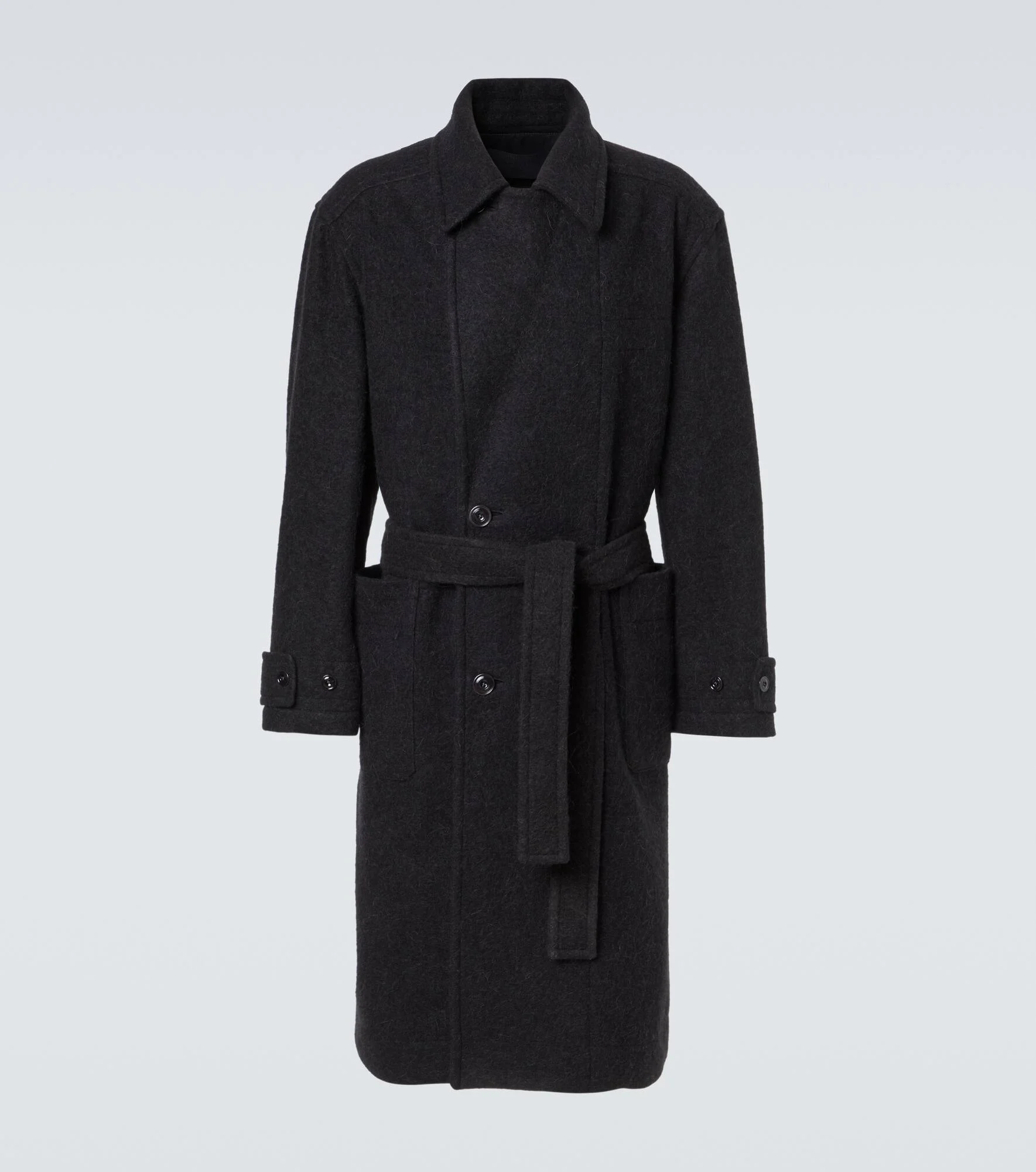 Belted alpaca and wool overcoat - 1