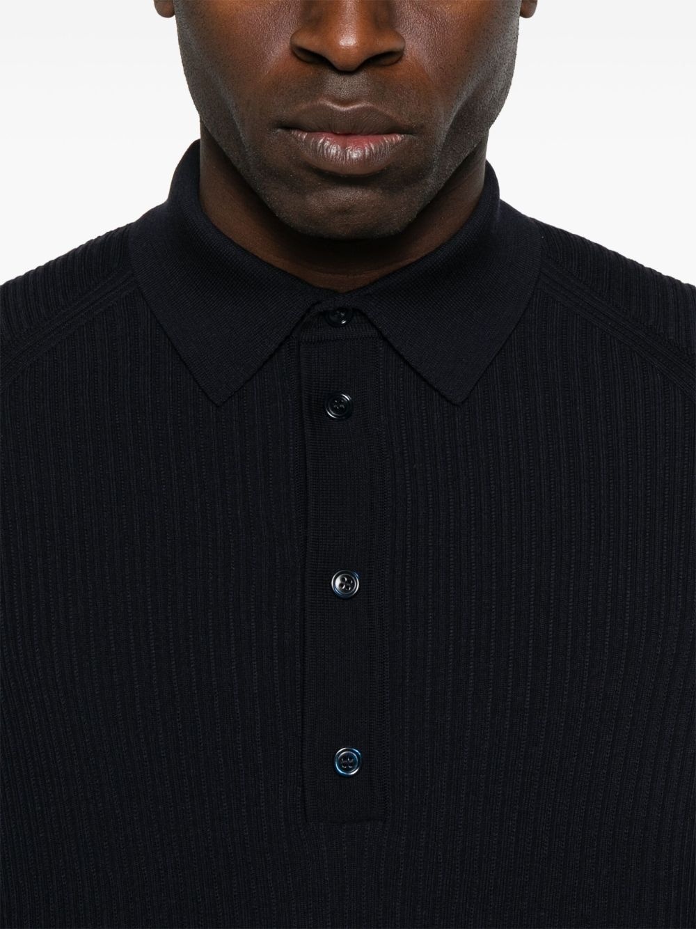 ribbed-knit polo shirt - 5