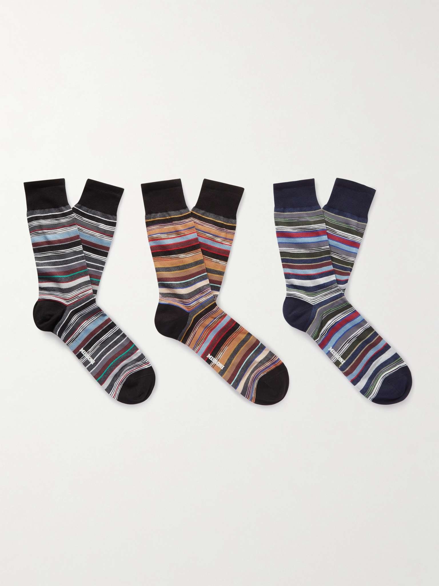 Three-Pack Cotton-Blend Socks - 1