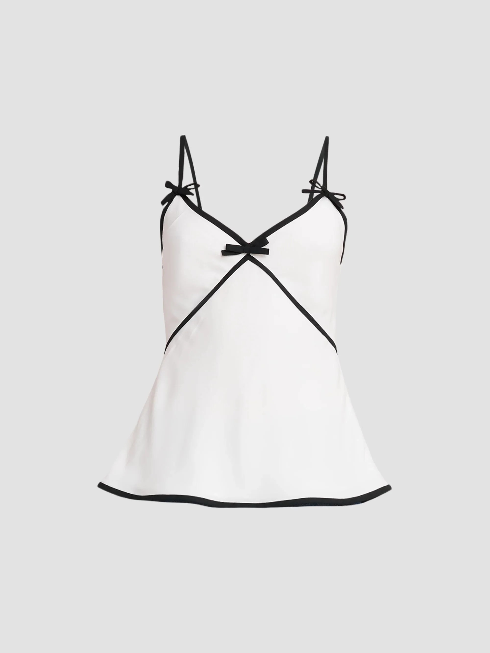 Women's Bow Contrast Trim Cami - White - 1