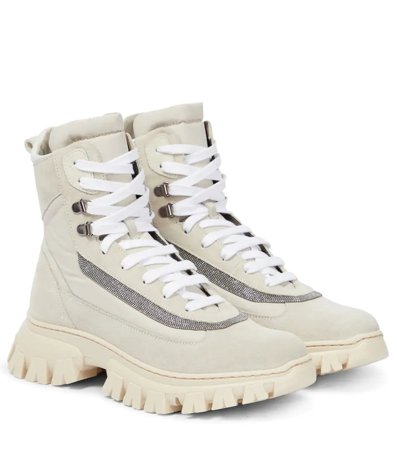 Embellished suede high-top sneakers 1