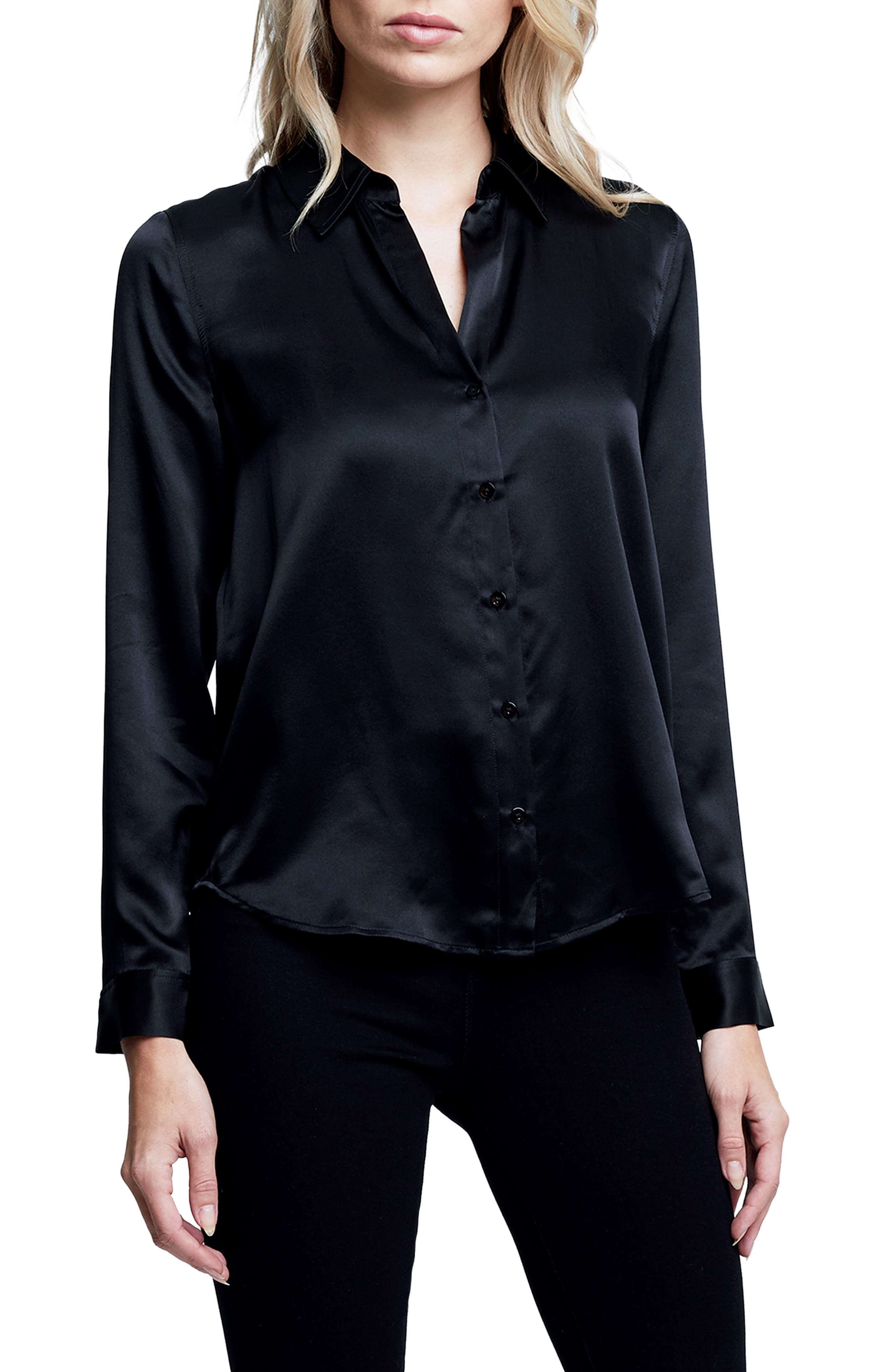 L'AGENCE Tyler Silk Blouse in Black at Nordstrom - 1