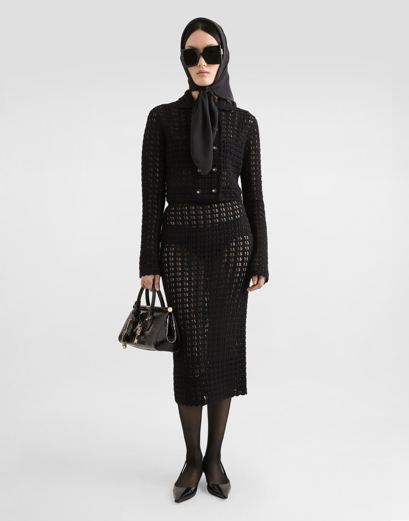 Dolce & Gabbana Short double-breasted wool crochet jacket outlook