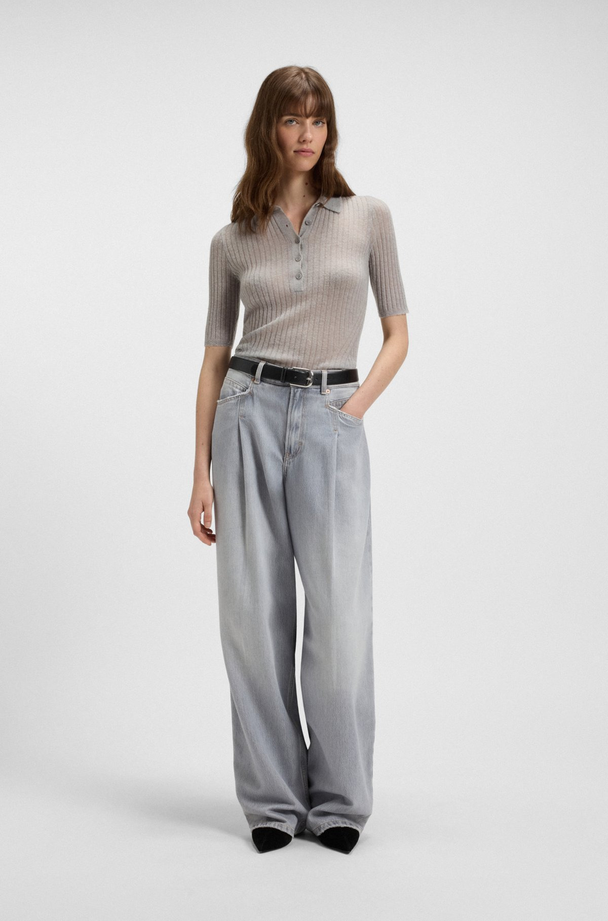 RIBBED KNIT POLO IN WOOL - 3