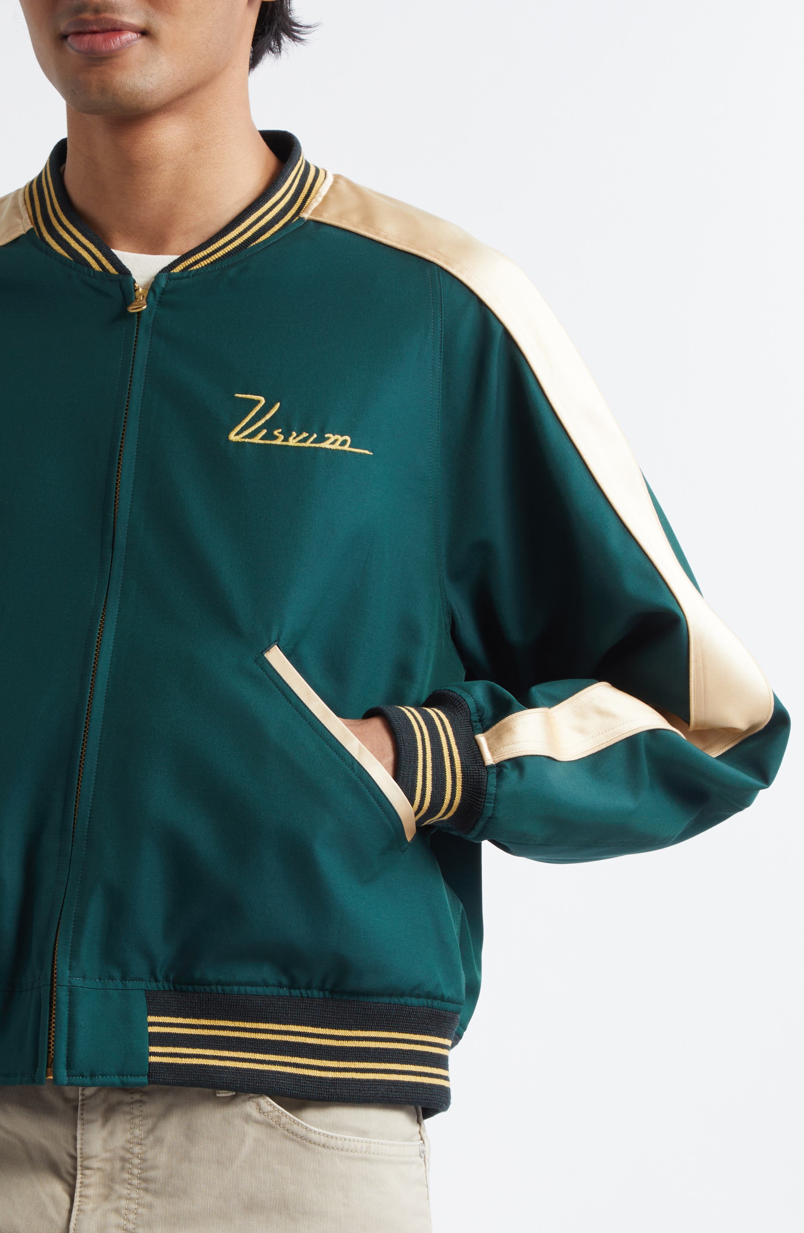 VISVIM Douglas Wool & Silk Team Jacket in Green at Nordstrom - 5