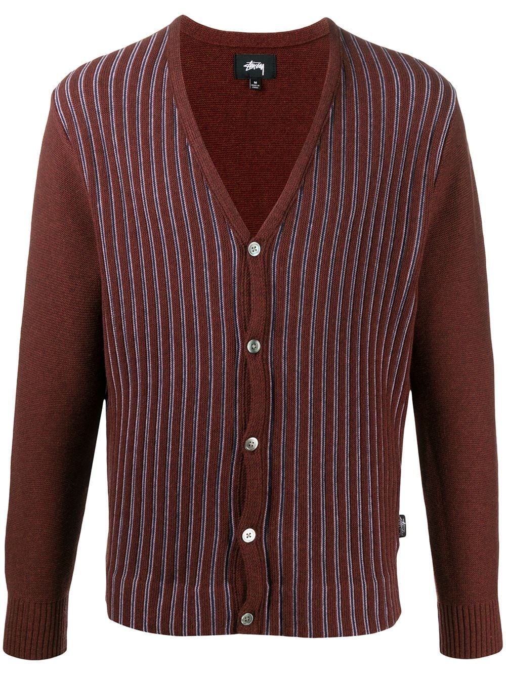 ribbed-panelled cardigan - 1