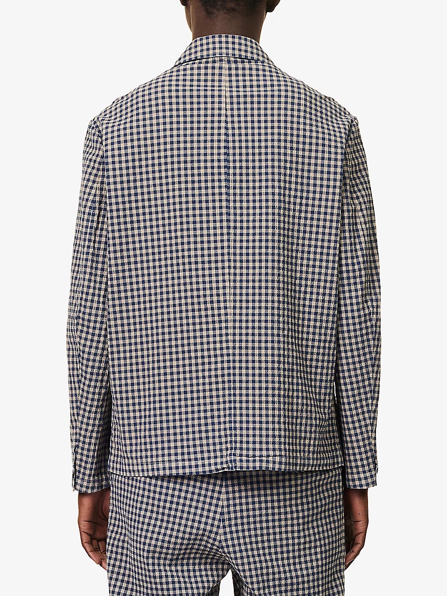 Check-Pattern Patch-pocket Cotton Overshirt - 4