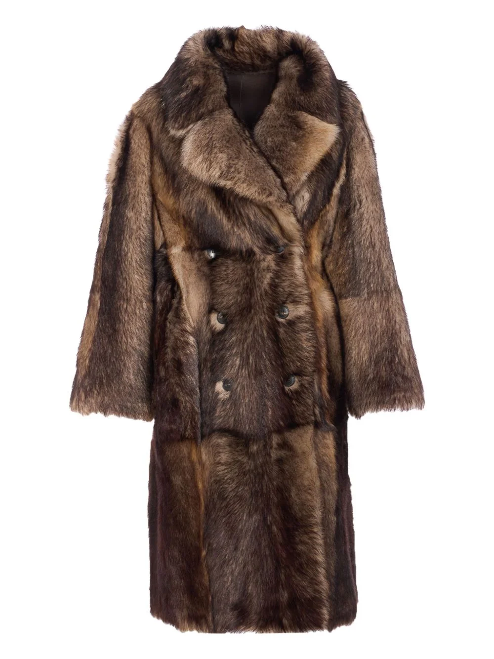 double-breasted leather coat - 1