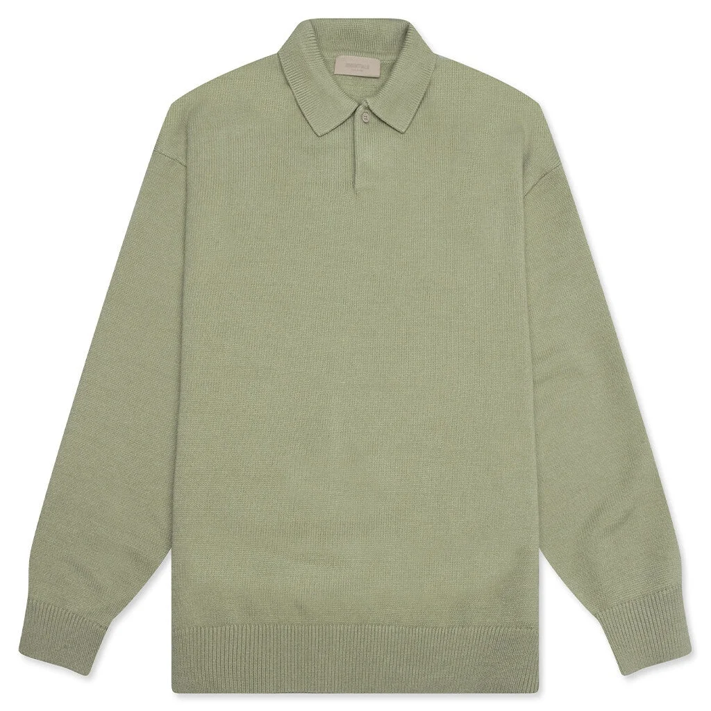 FEAR OF GOD ESSENTIALS KNIT L/S POLO - SEAFOAM - 1
