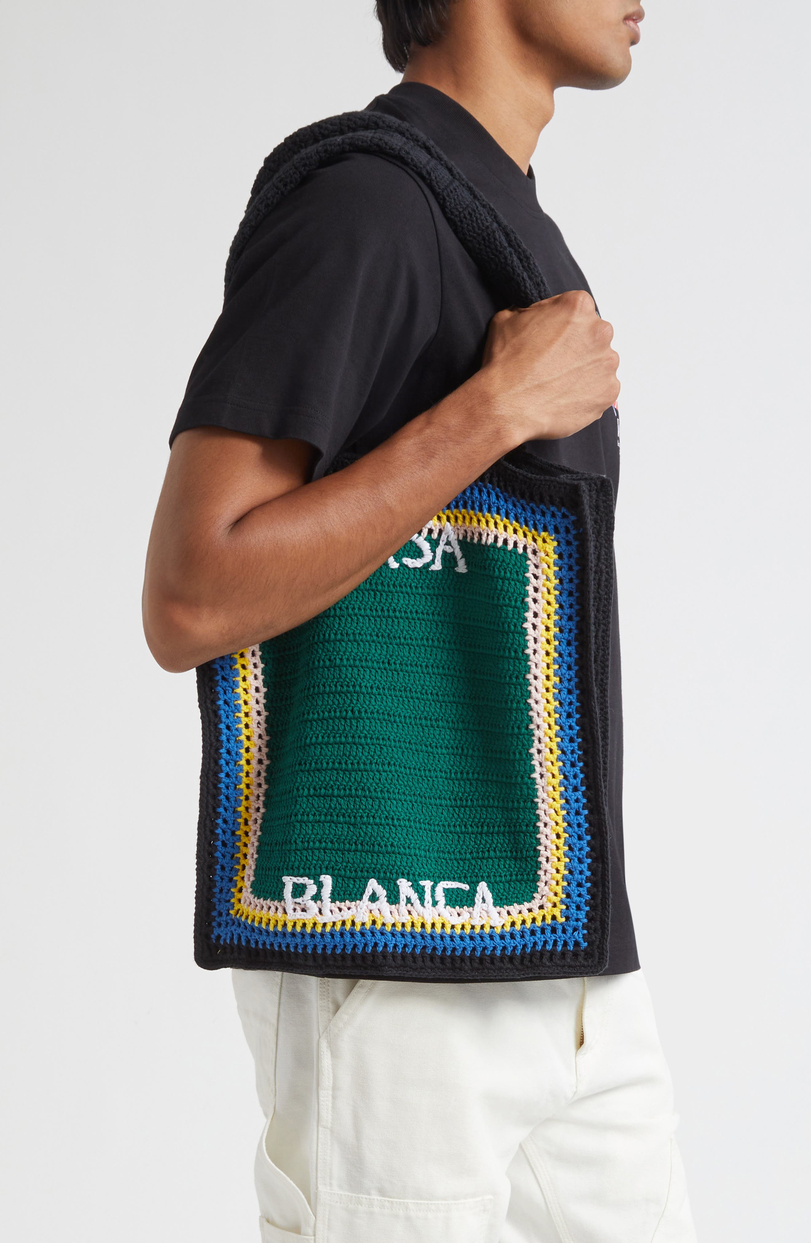 Casablanca Crochet Tennis Bag Tote in Green at Nordstrom - 2