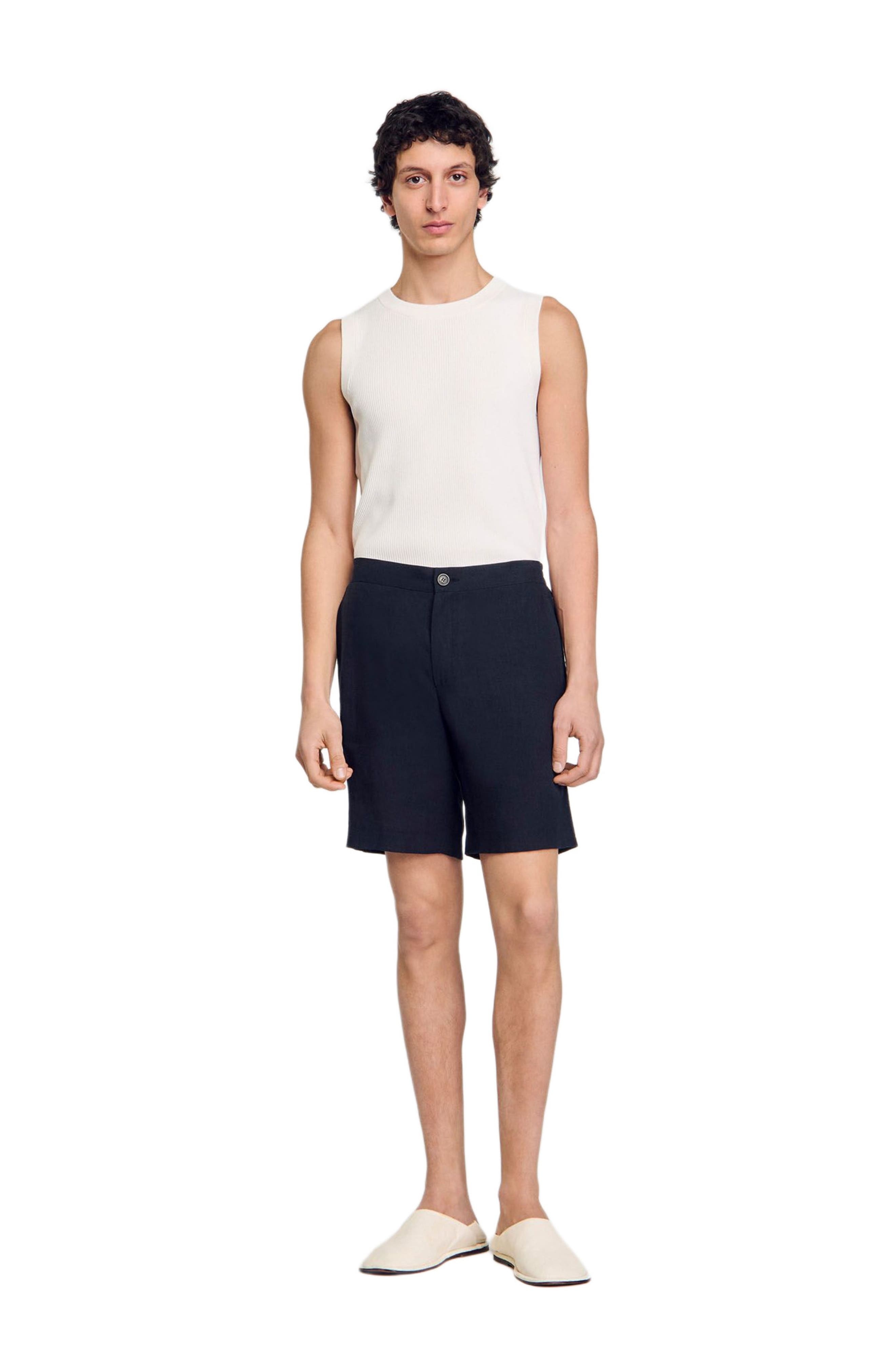 SANDRO Linen shorts in Navy Blue at Nordstrom - 1