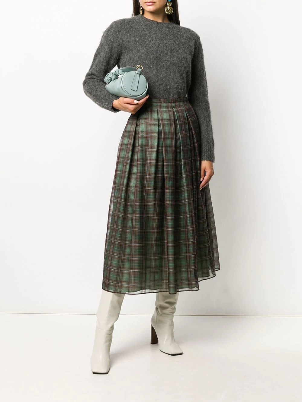 check-pattern pleated skirt - 2