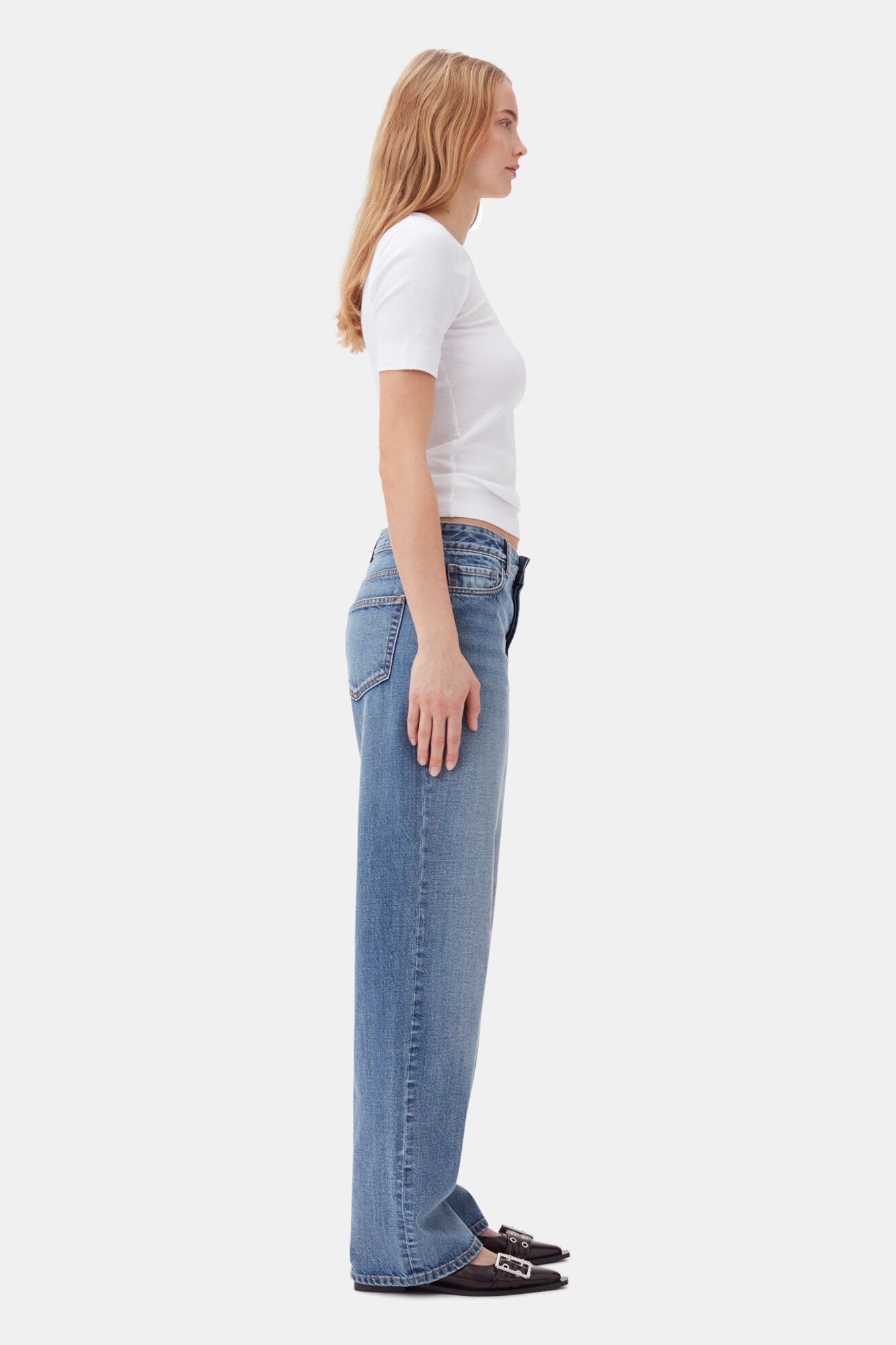 WHITE SOFT COTTON RIB SHORT SLEEVE T-SHIRT - 4