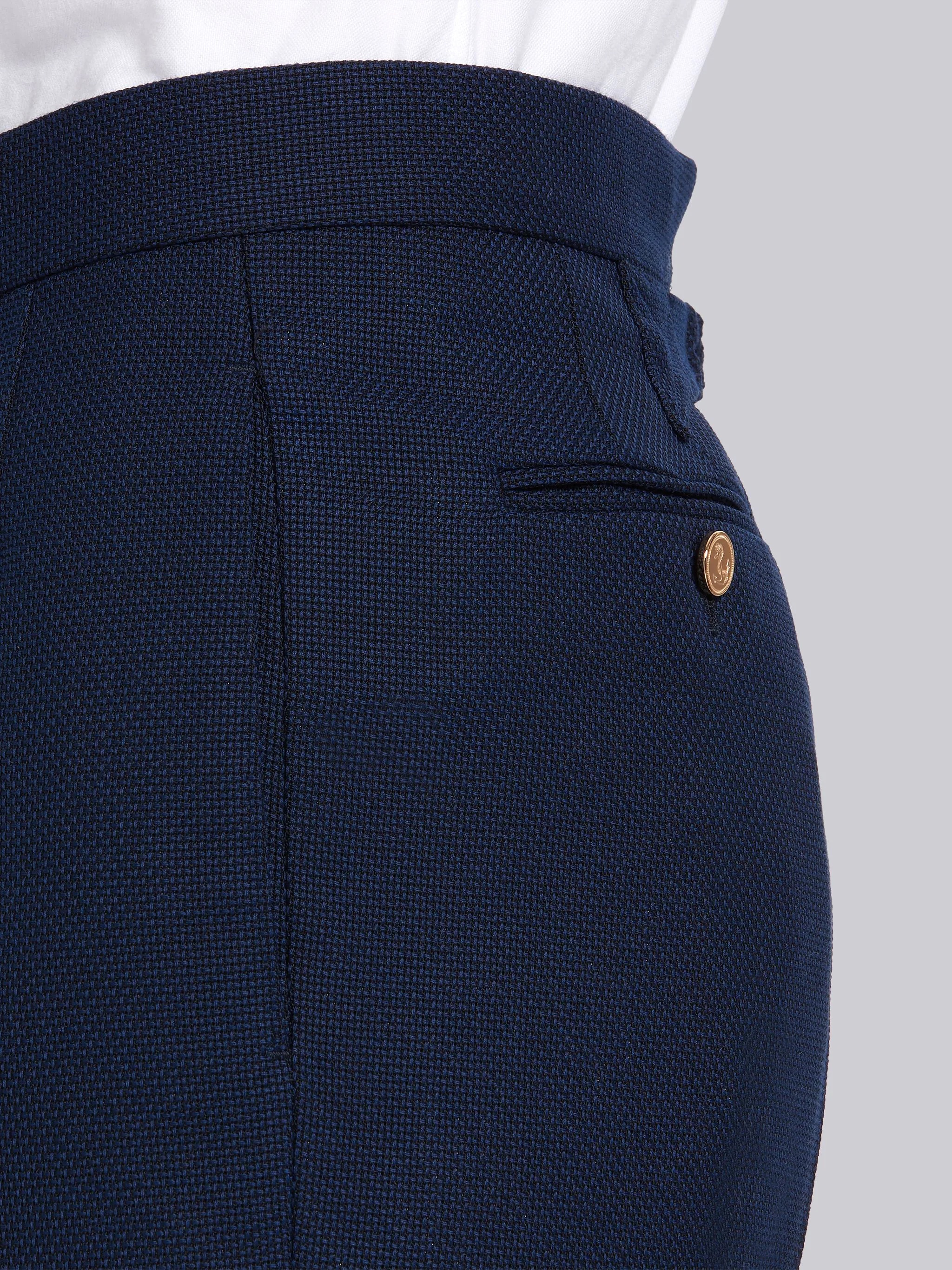 Navy Wool Hopsack School Uniform Weave Classic Short - 5