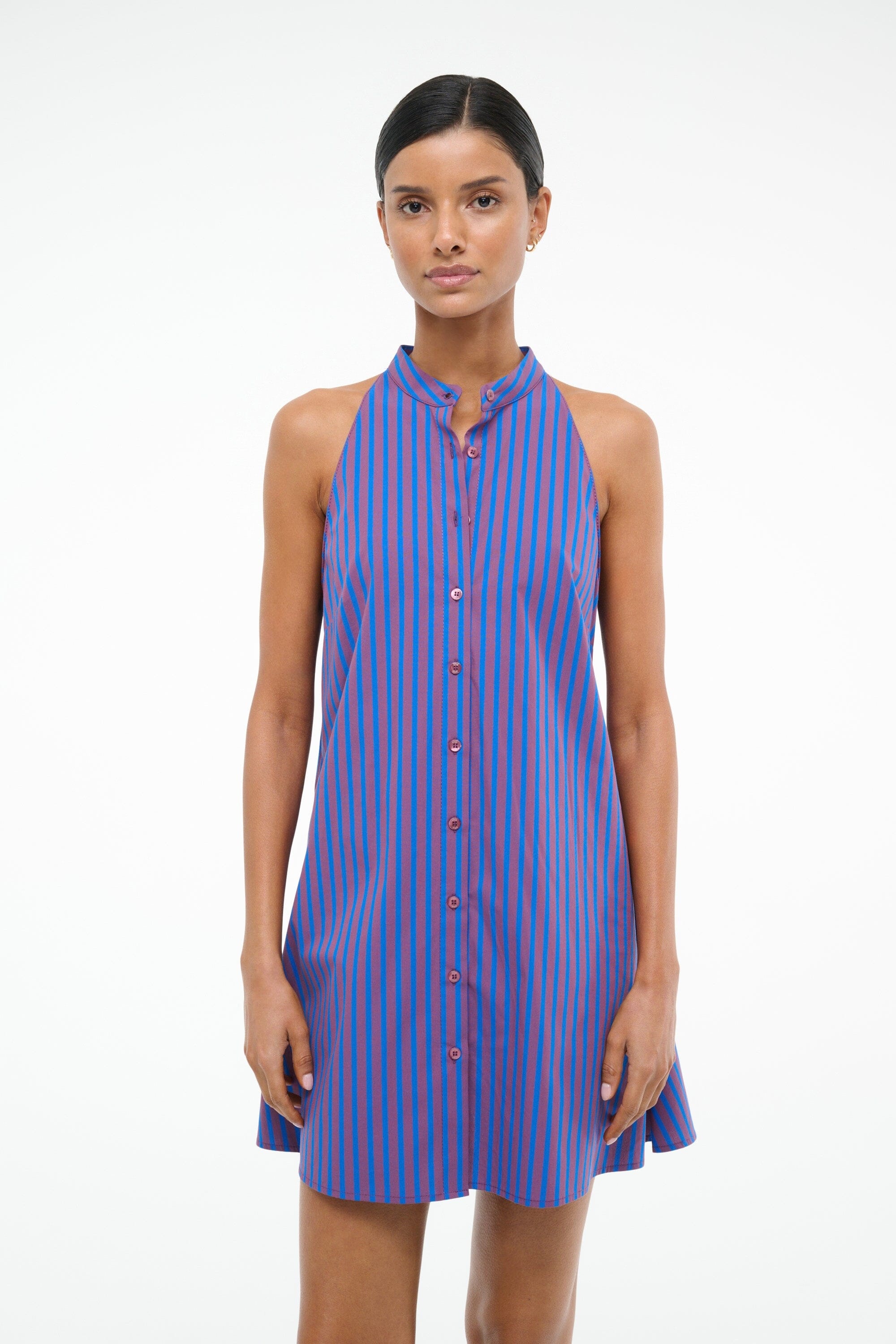 STAUD SHIRLEY MINI DRESS ATLAS STRIPE - 6