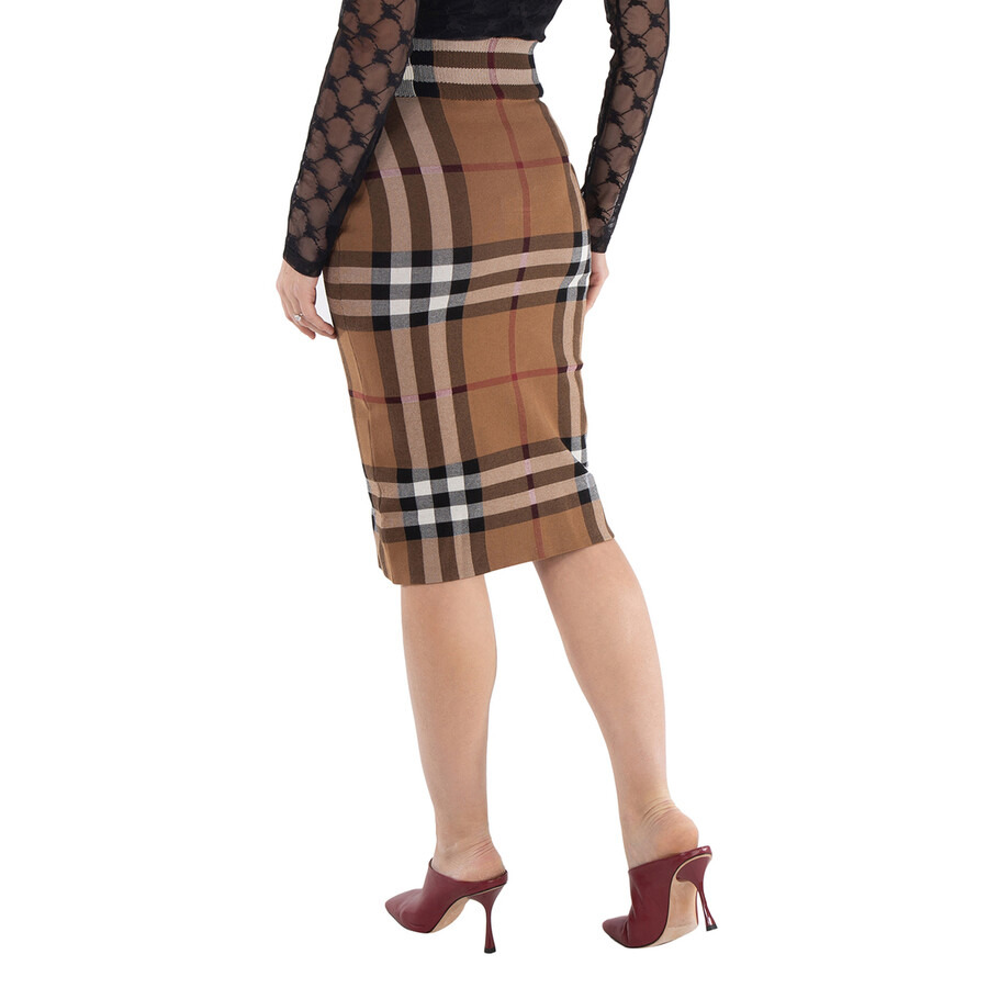 Burberry Birch Brown Check Jacquard Skirt - 6