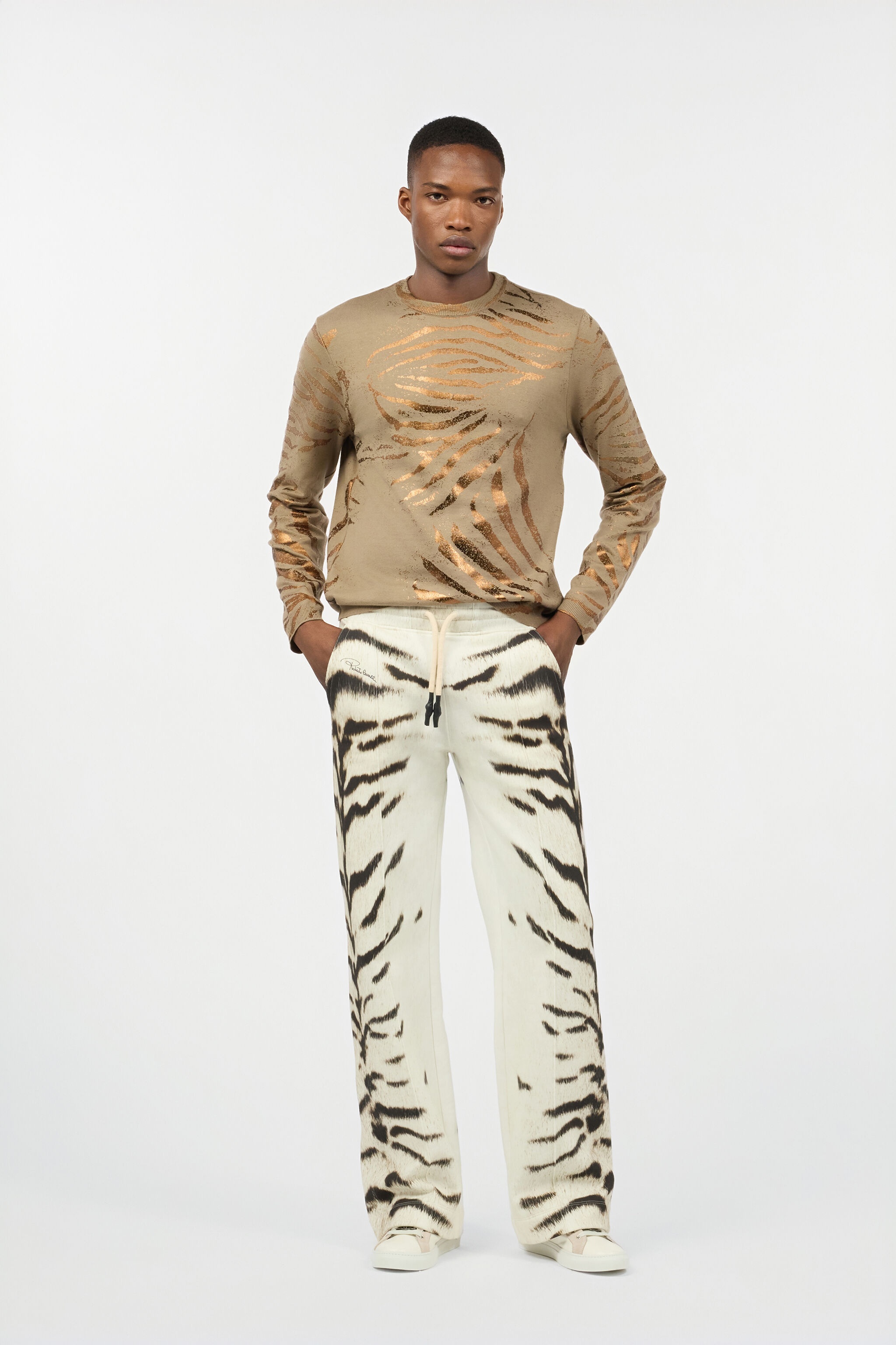 Sweater With Golden Tiger Skin Pattern - 2