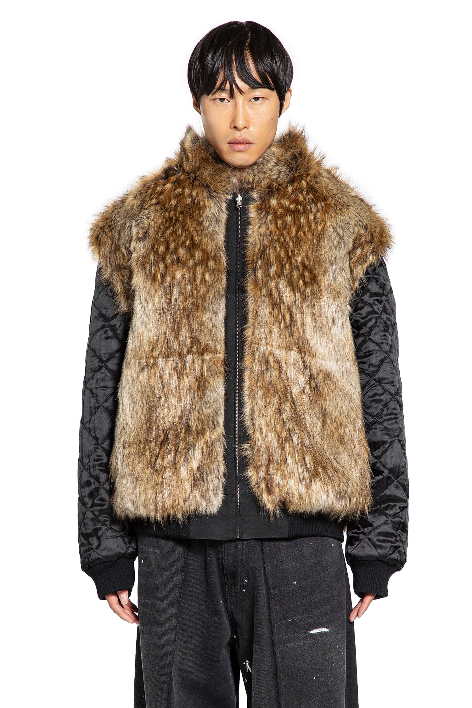 Cotton Bomber With Faux Fur Collar - 4