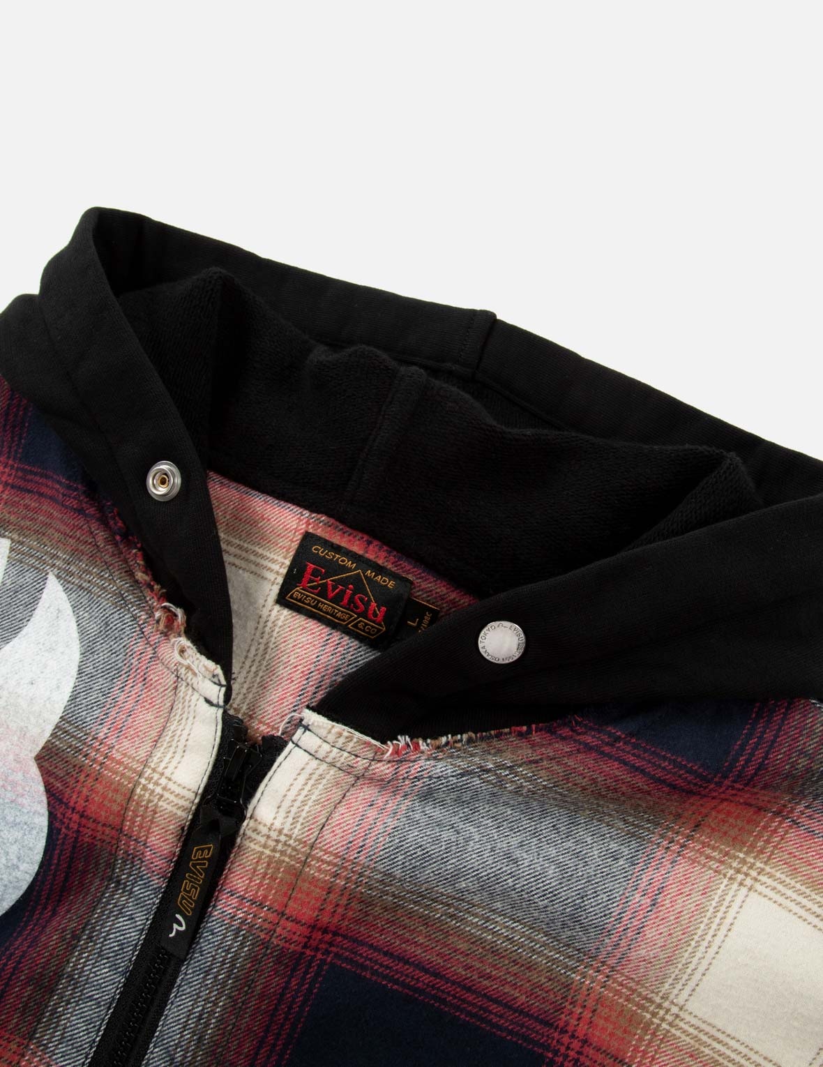 KAMON PRINT CHECKED LOOSE FIT SHIRT JACKET - 8
