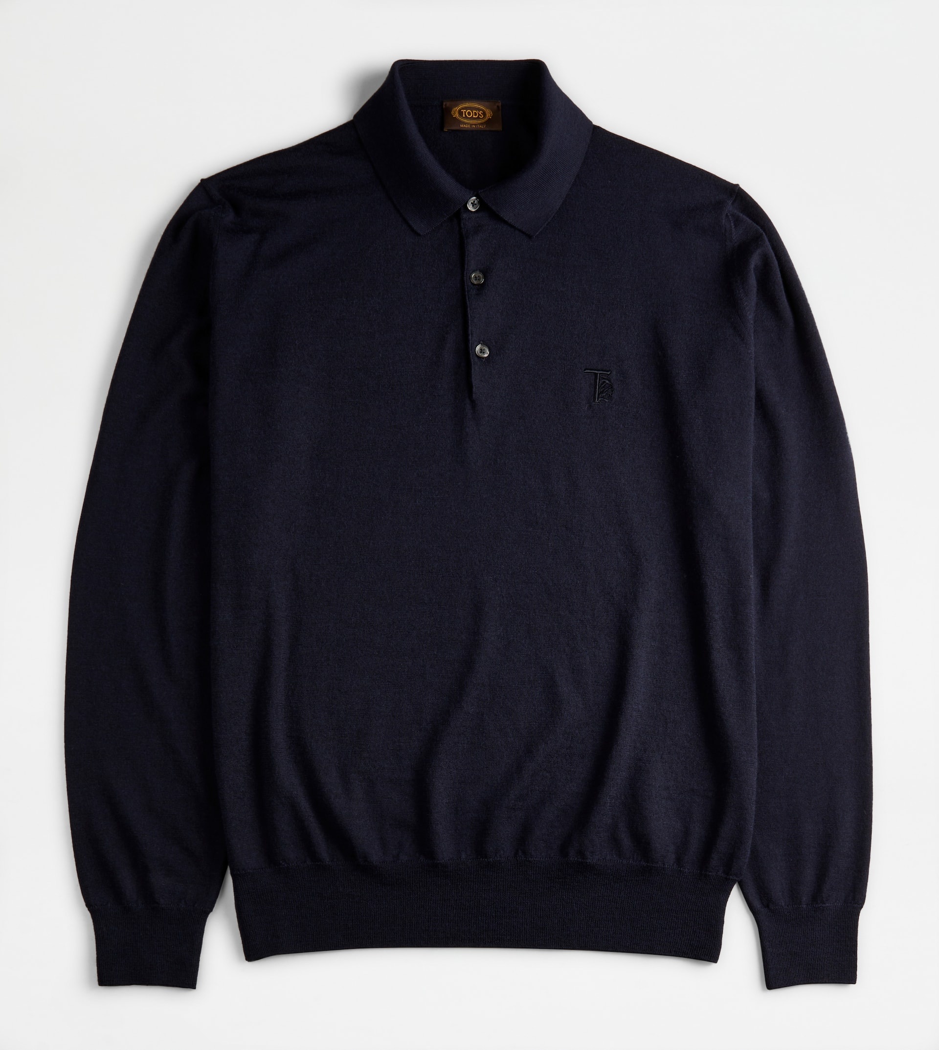 POLO SHIRT IN WOOL AND SILK - BLUE - 1