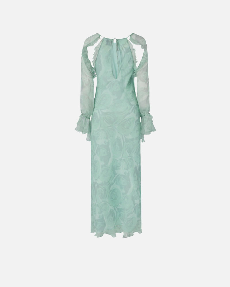 PINKO SILK MIDI DRESS WITH ROSE PRINT AND OPEN SHOULDERS outlook