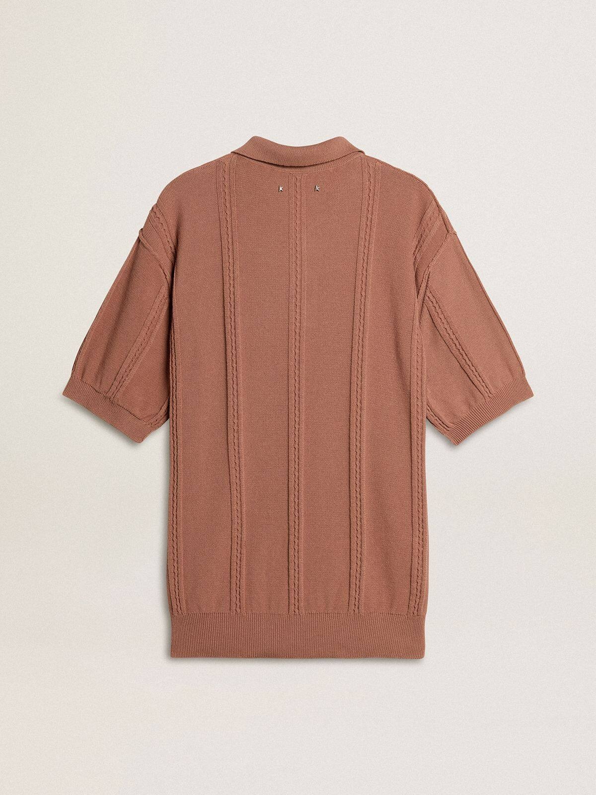 Men's brick-colored polo with embroidered logo. - 6