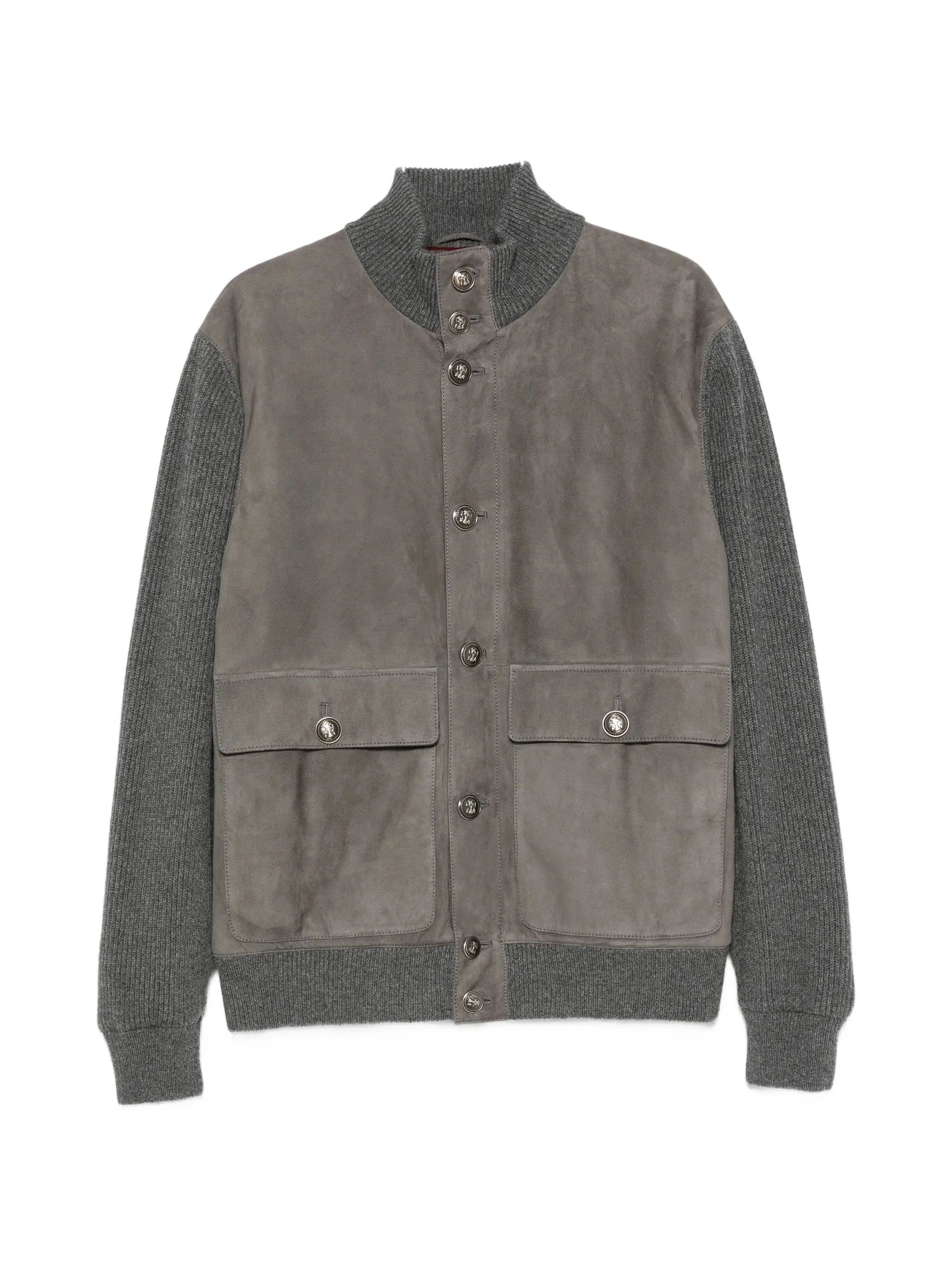 Brunello Cucinelli Suede-panel Ribbed Jacket - 1
