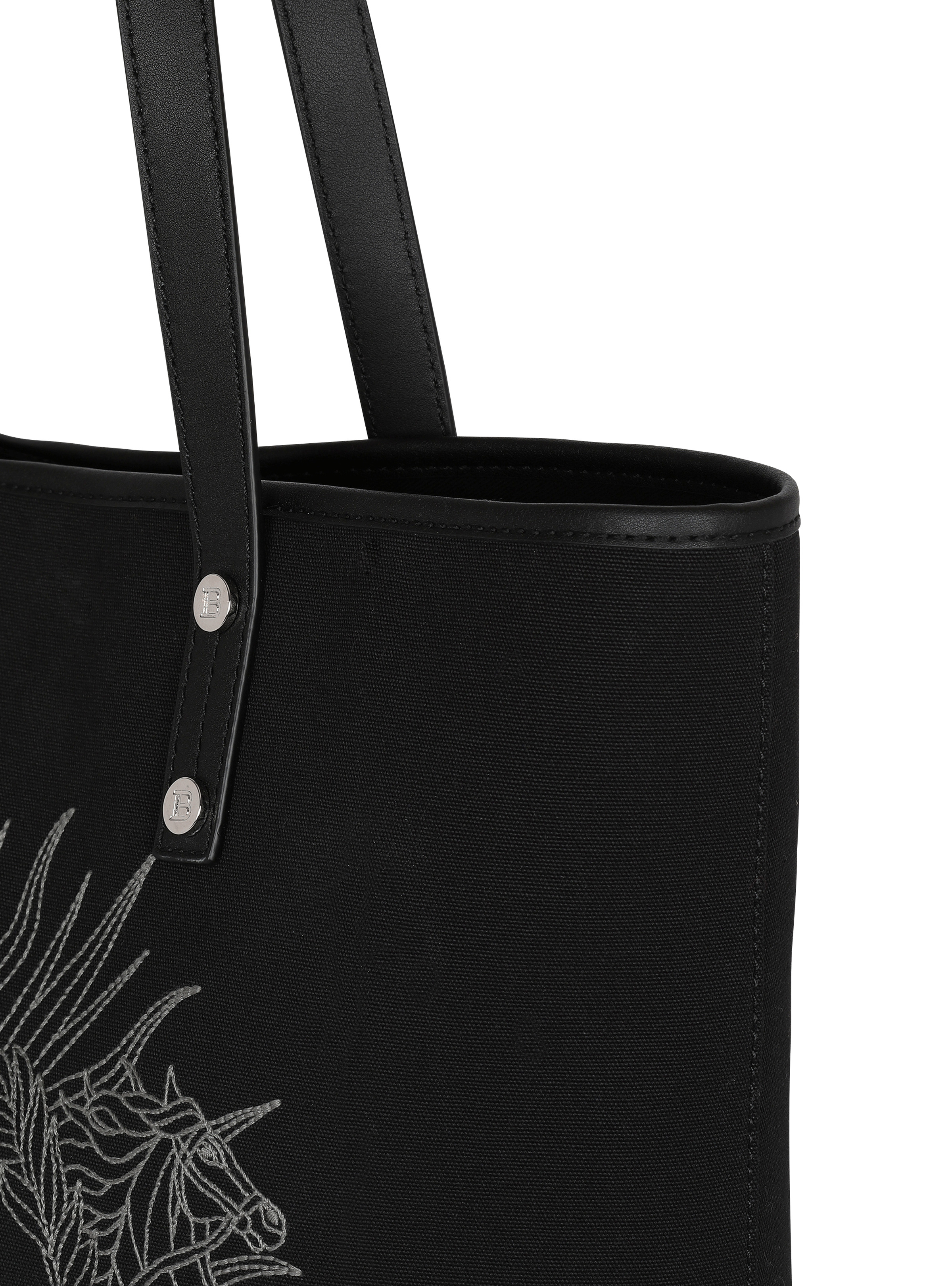 Balmain Varsity monogrammed canvas and leather tote bag - 6