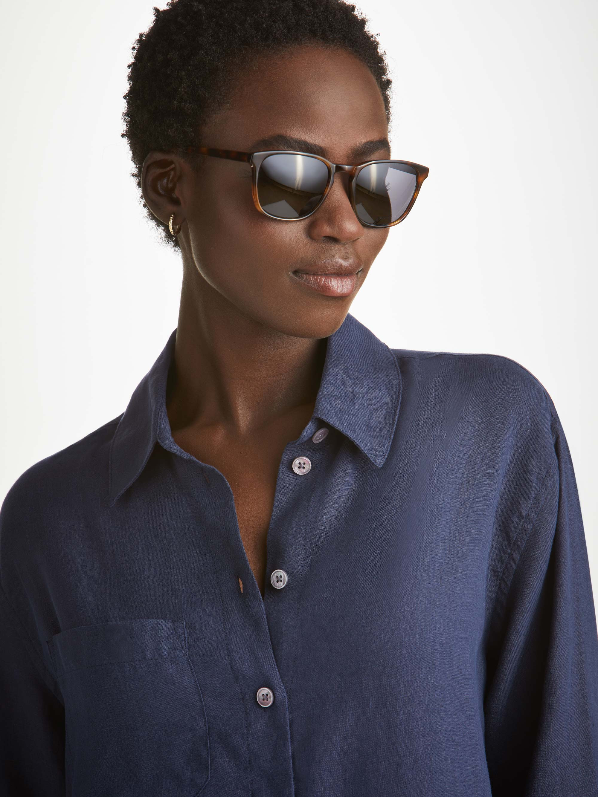 Women's Shirt Sicily Linen Navy - 5