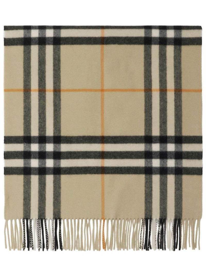 wide check cashmere scarf 1