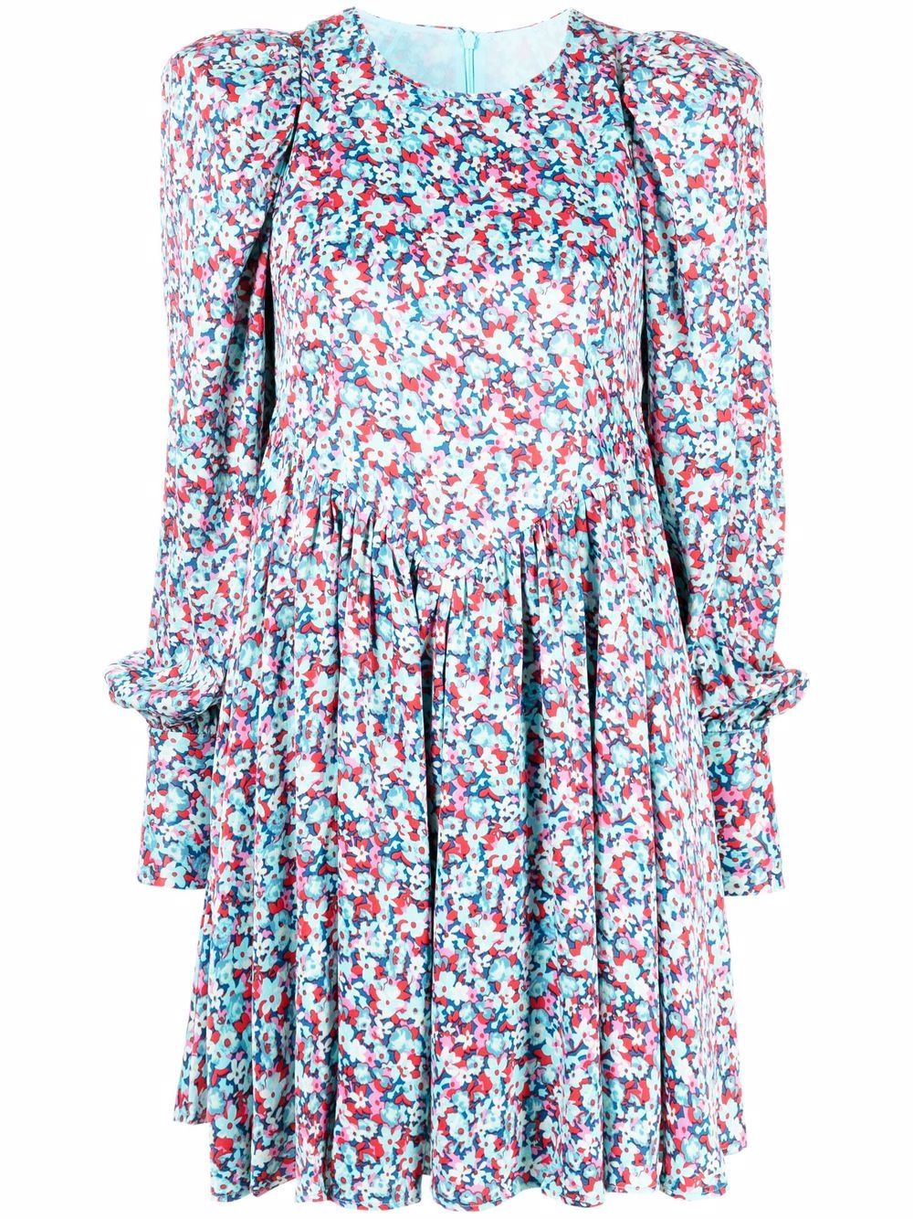 floral-print long-sleeve midi dress - 1