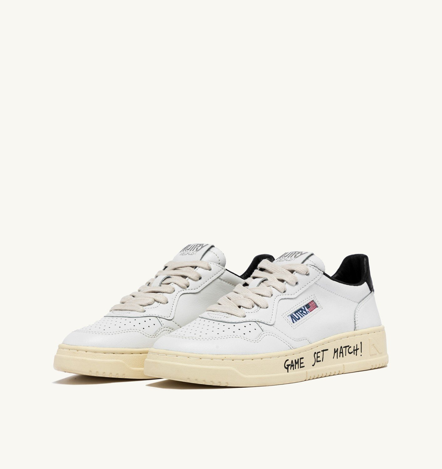 MEDALIST LOW SNEAKERS IN WHITE AND BLACK LEATHER WITH LETTERING - 2