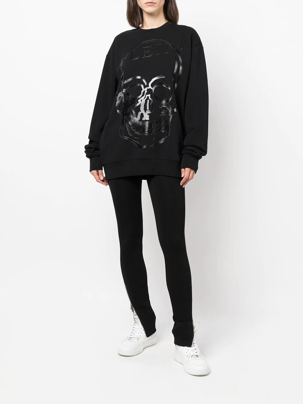 skull-print crew neck sweatshirt - 3