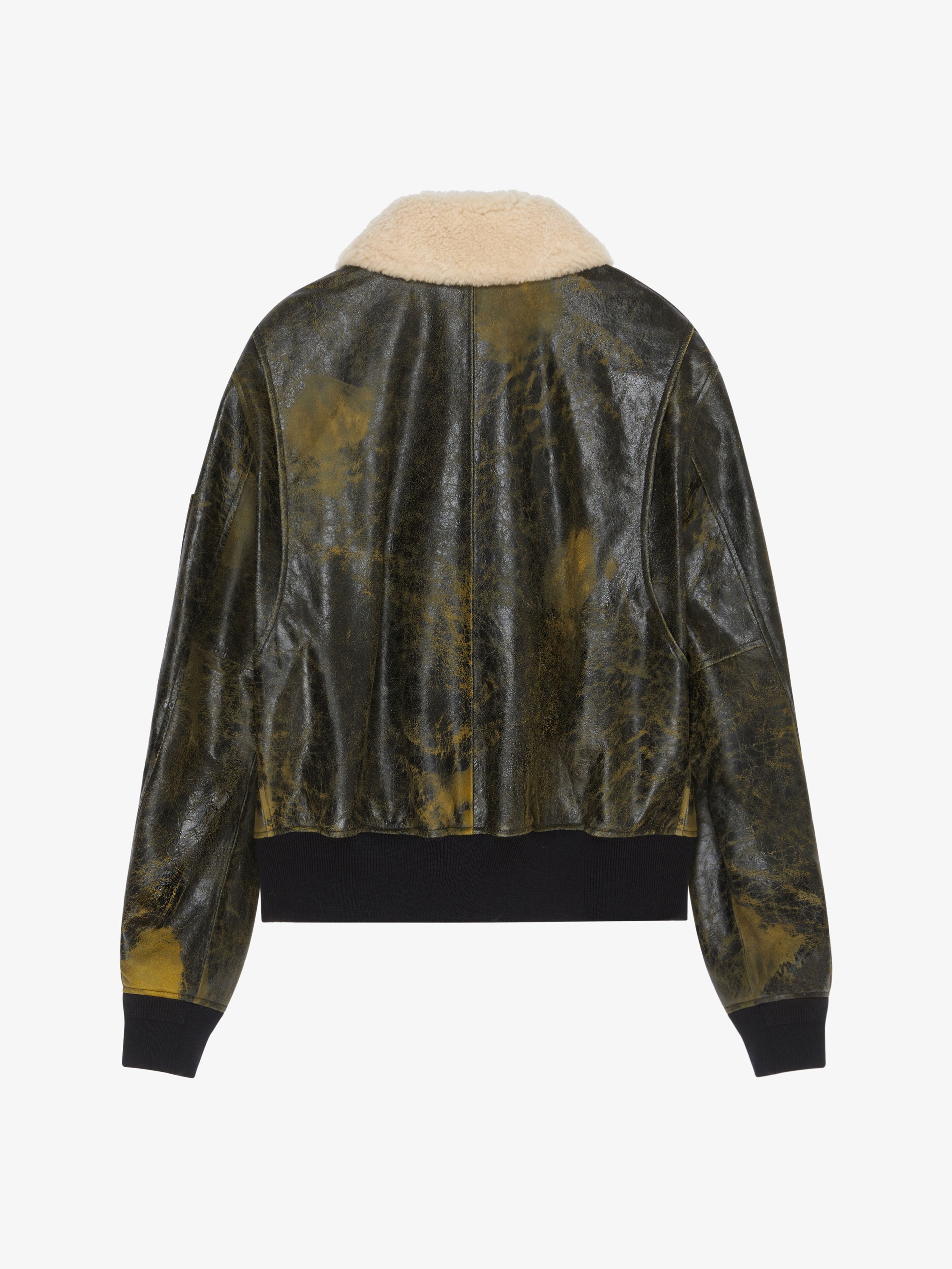 AVIATOR JACKET IN LEATHER AND SHEARLING WITH POCKET - 2
