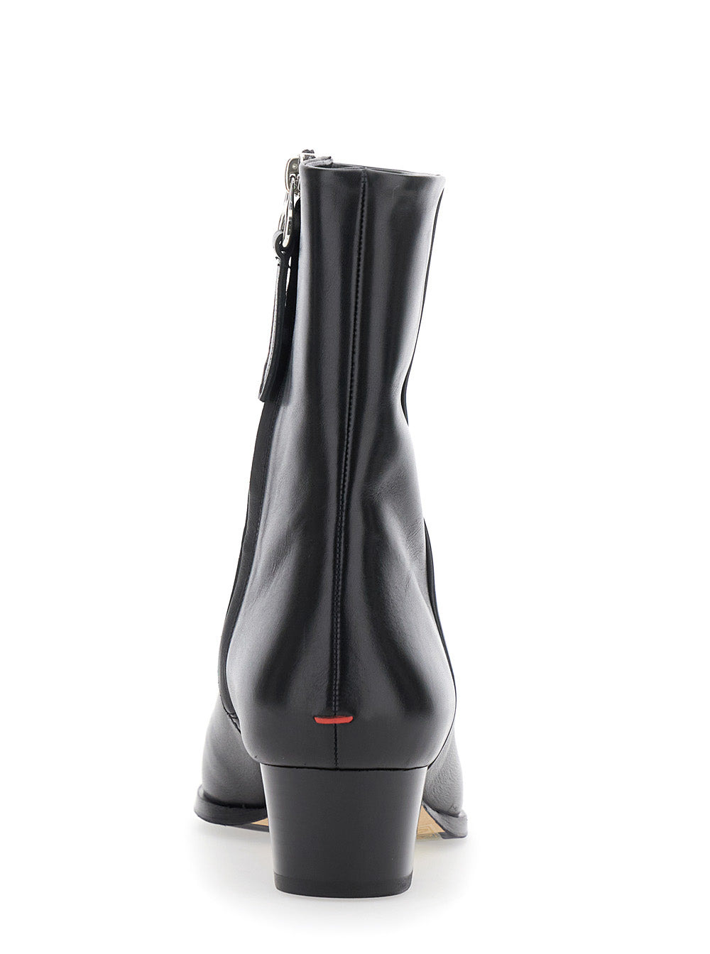 Aeyde Women 'Baba' Black Ankle Boots With Low Block Heel And Side Zip Closure In Leather Woman - 4