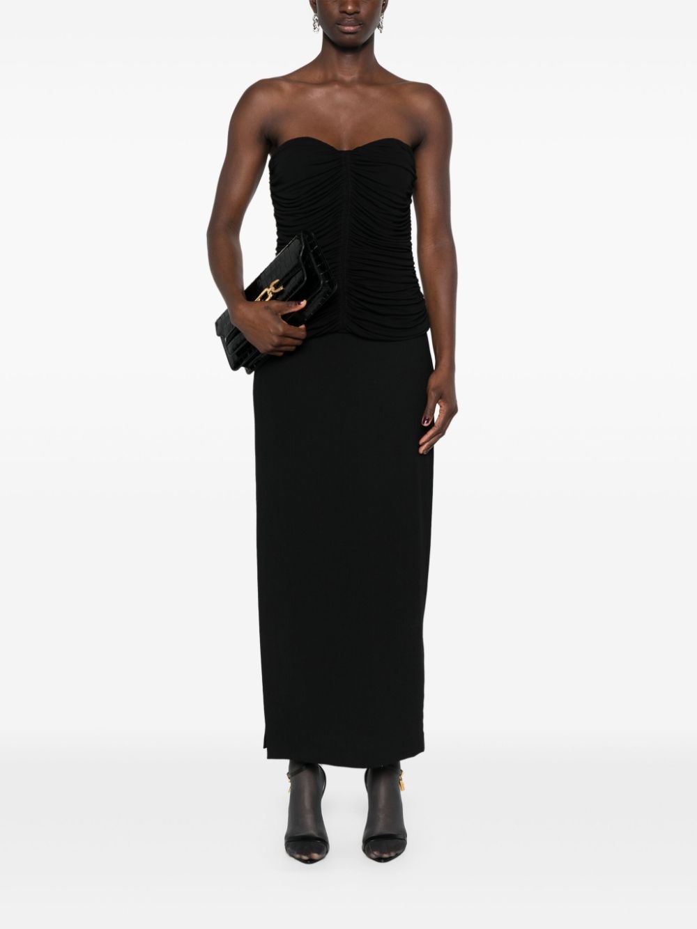 ruched strapless top - 2