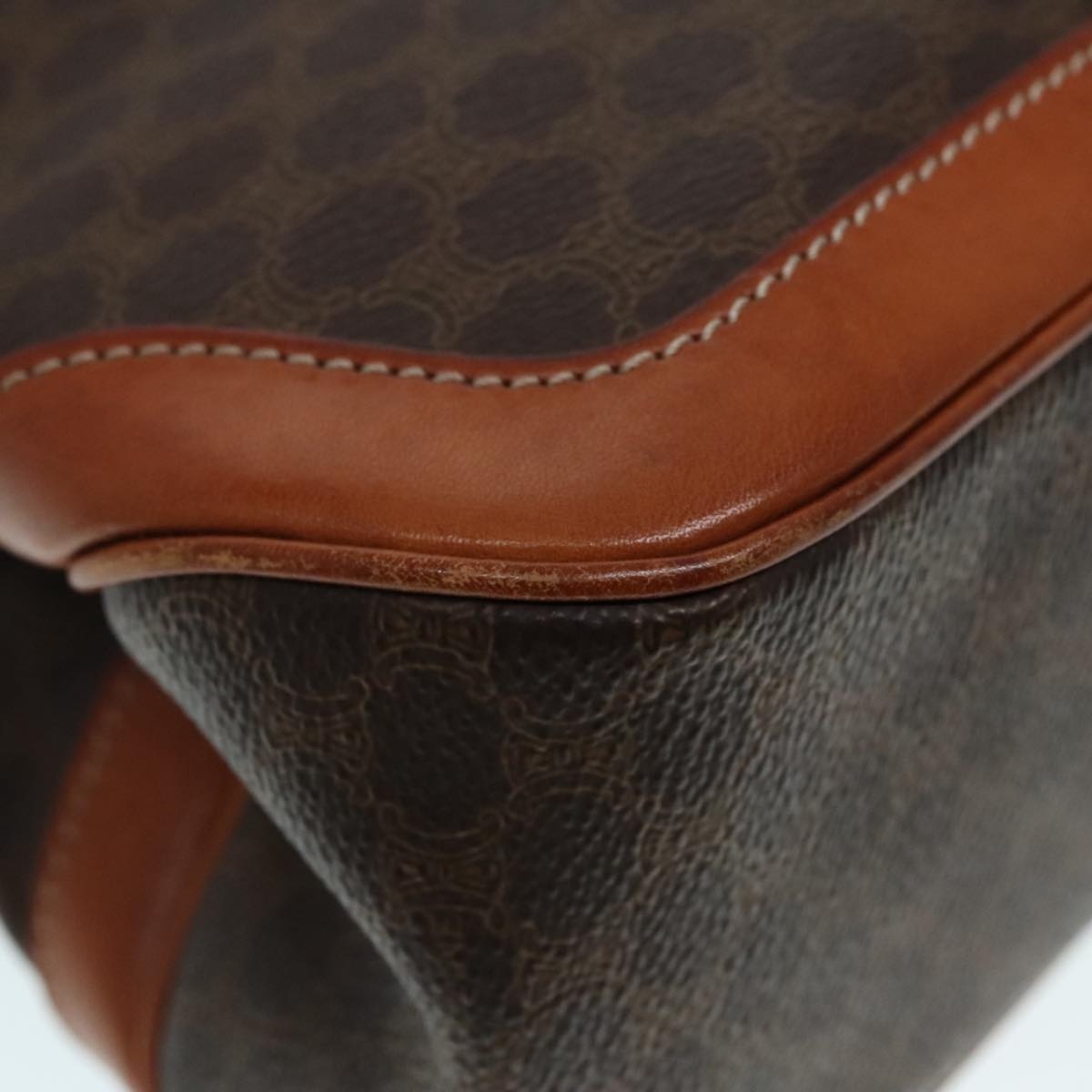CELINE Macadam Canvas Hand Bag Pvc Leather Brown Gold - 15