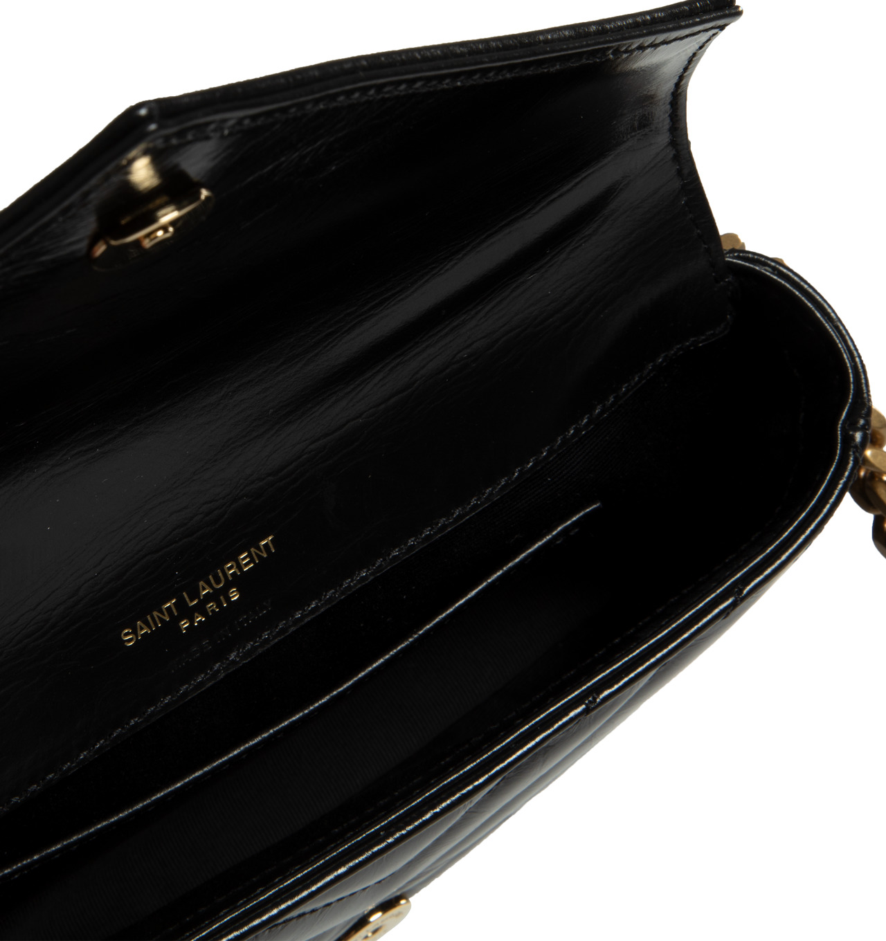 【Saint Laurent】COLLEGE MINI CHAIN BAG◆779430DZH07 COLLEGE mini chain bag in shiny crackled leather | Saint