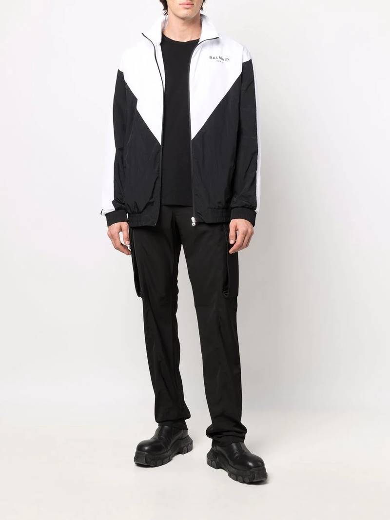 Balmain logo-print multi-cut track jacket outlook