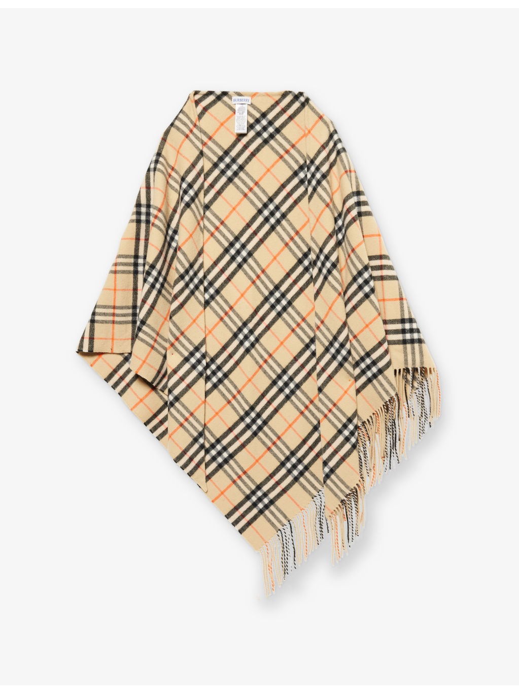 Check Wool-Cashmere Cape - 1
