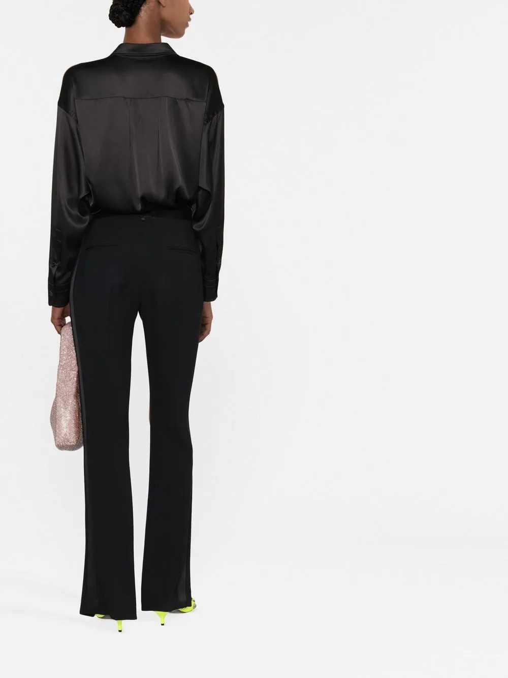 pointed-collar button-up shirt - 4
