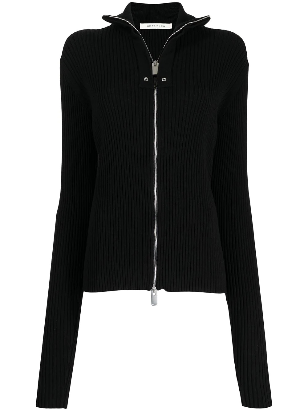 zipped rib-knit cardigan - 1