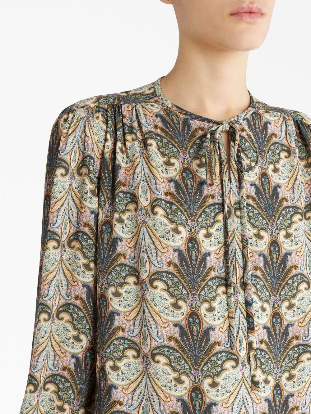 paisley-print front-tie blouse - 4